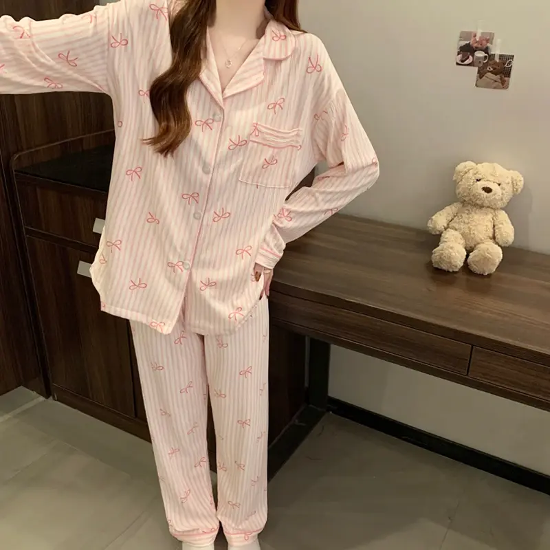 Thumbnail: Women’s Printed Long-Sleeve Button-Down Pyjama Set – Soft Sleepwear