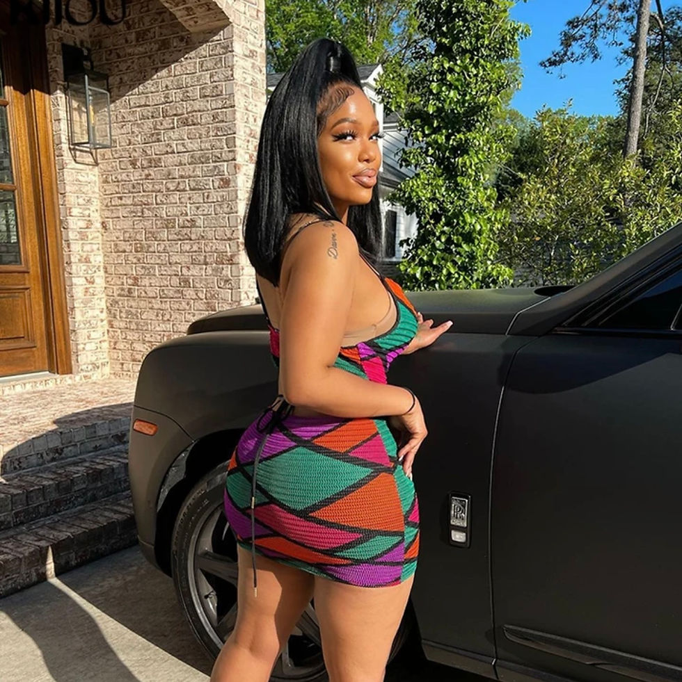 Thumbnail: 624 Womans Mesh Multi-Color Mini Dress