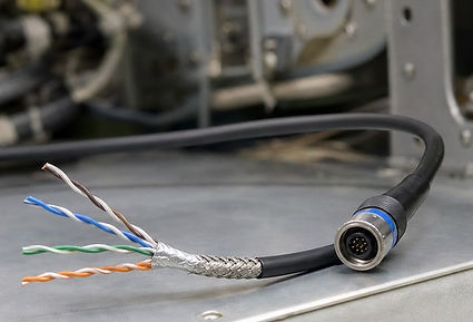 Lightweight aerospace Ethernet cable application illustration