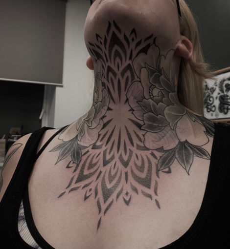 neck mandala tattoo