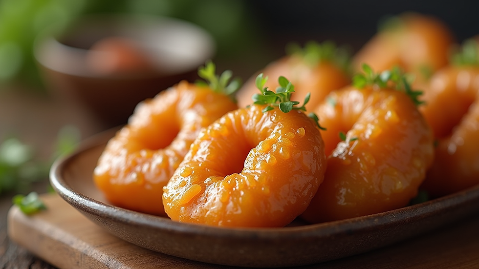 Close-up view of a traditional local delicacy