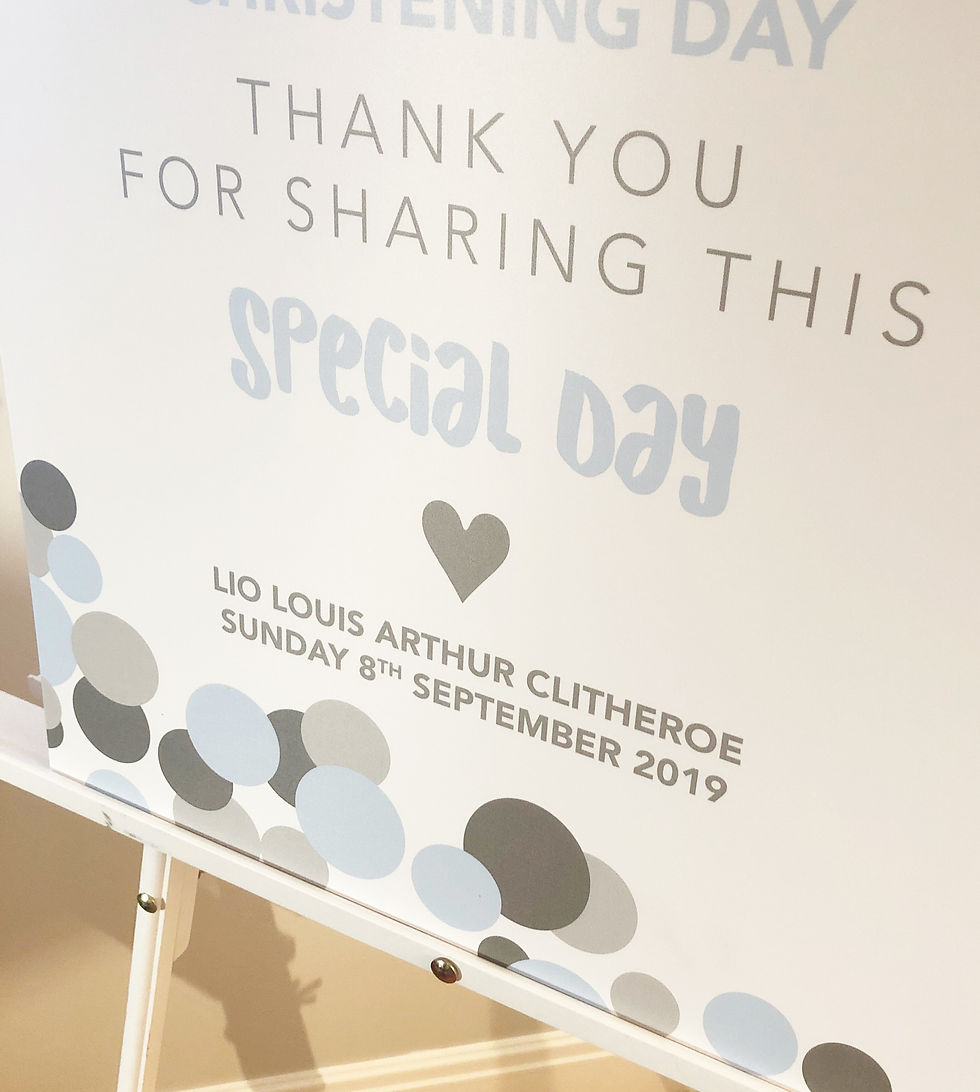 Thumbnail: Christening Welcome Sign, Baptism Welcome Sign, Polkadot, Personalised, Mounted