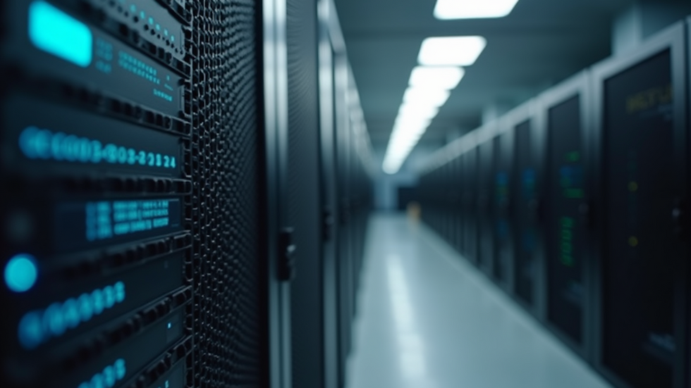 Close-up view of server room equipment