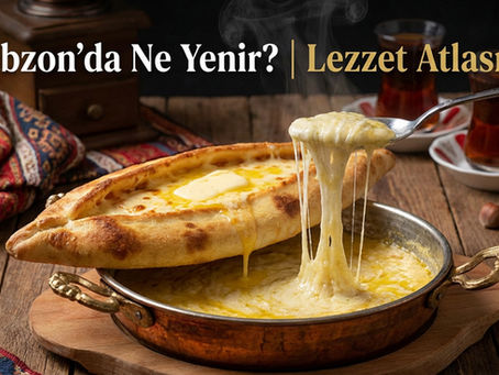 Trabzon'un meşhur lezzetlerinden mıhlama ve peynirli pide, yanında çay keyfiyle servis ediliyor.