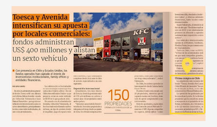 Toesca y Avenida intensifican su apuesta por locales comerciales: fondos administran US$ 400 millones y alistan un sexto vehículo...