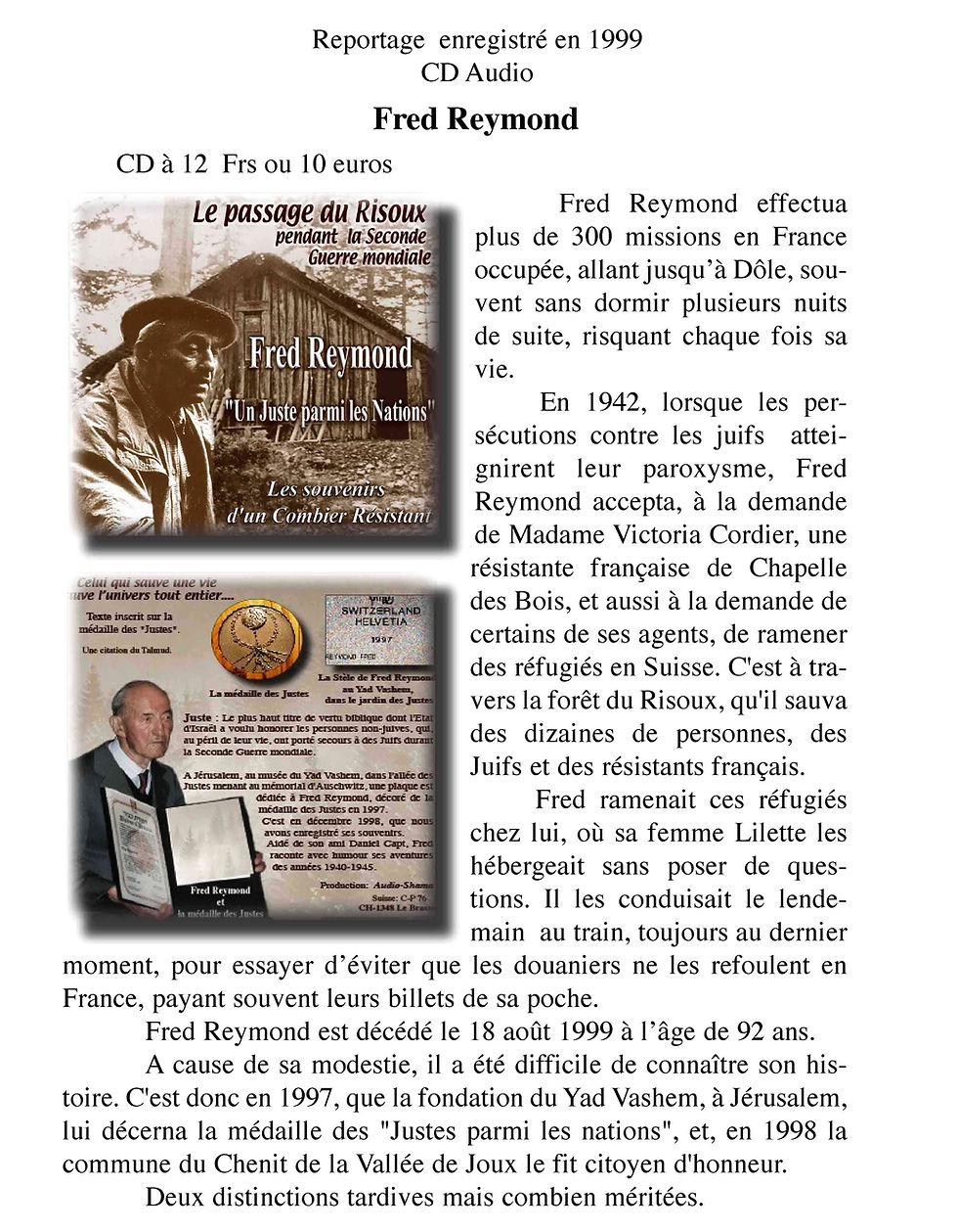 Fred Reymond un "Juste"