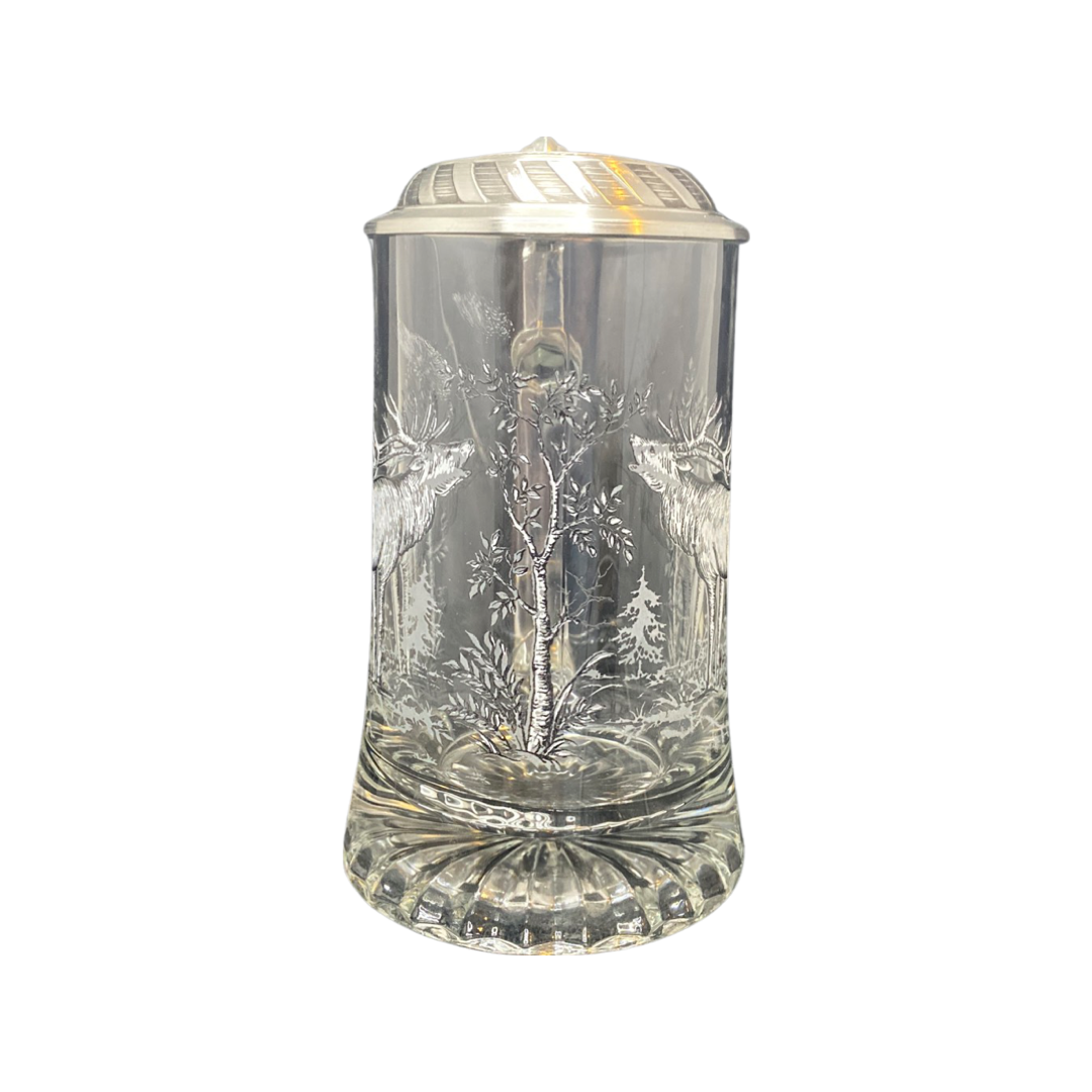 Wildlife Deer-Etched Glass Stein