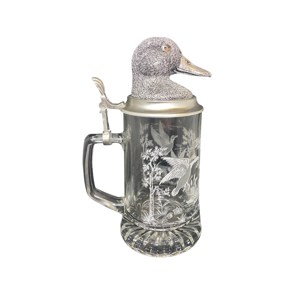 Thumbnail: Wildlife Duck-Etched Glass-Pewter Finial