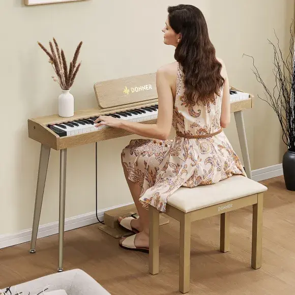 Miniaturebillede: Donner Bench klaverbænk beige