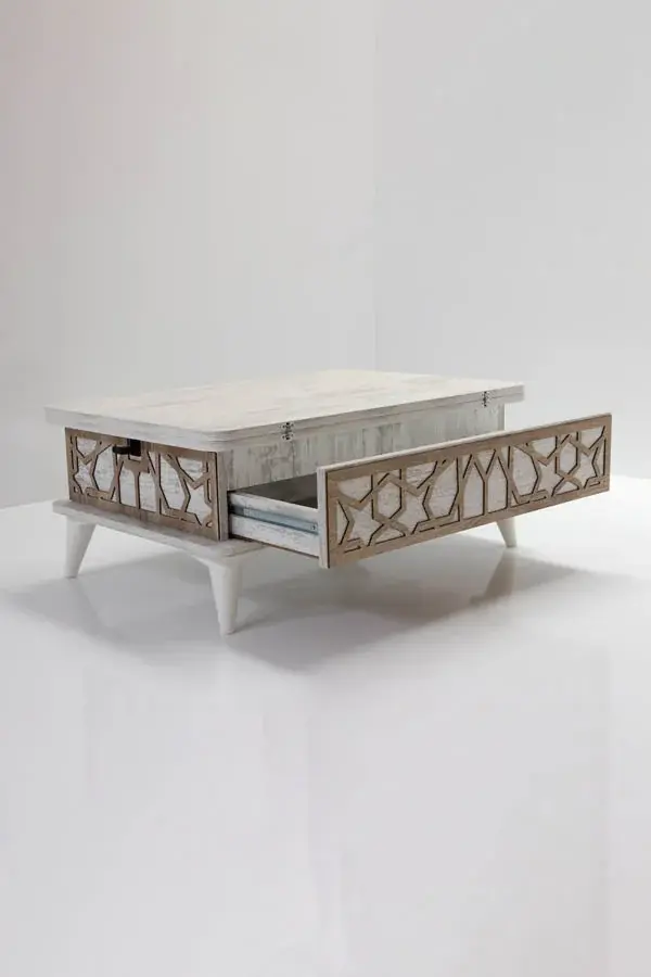 Miniature : Kolex Blanc Antique Ottowa - Table Basse Modulable
