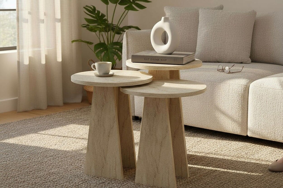 Miniature : Nordby en Travertin - Table Basse Gigogne