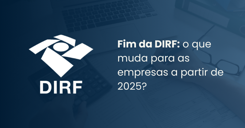 logo da Dirf com fundo azul e mais ao fundo pessoa mexendo em computador