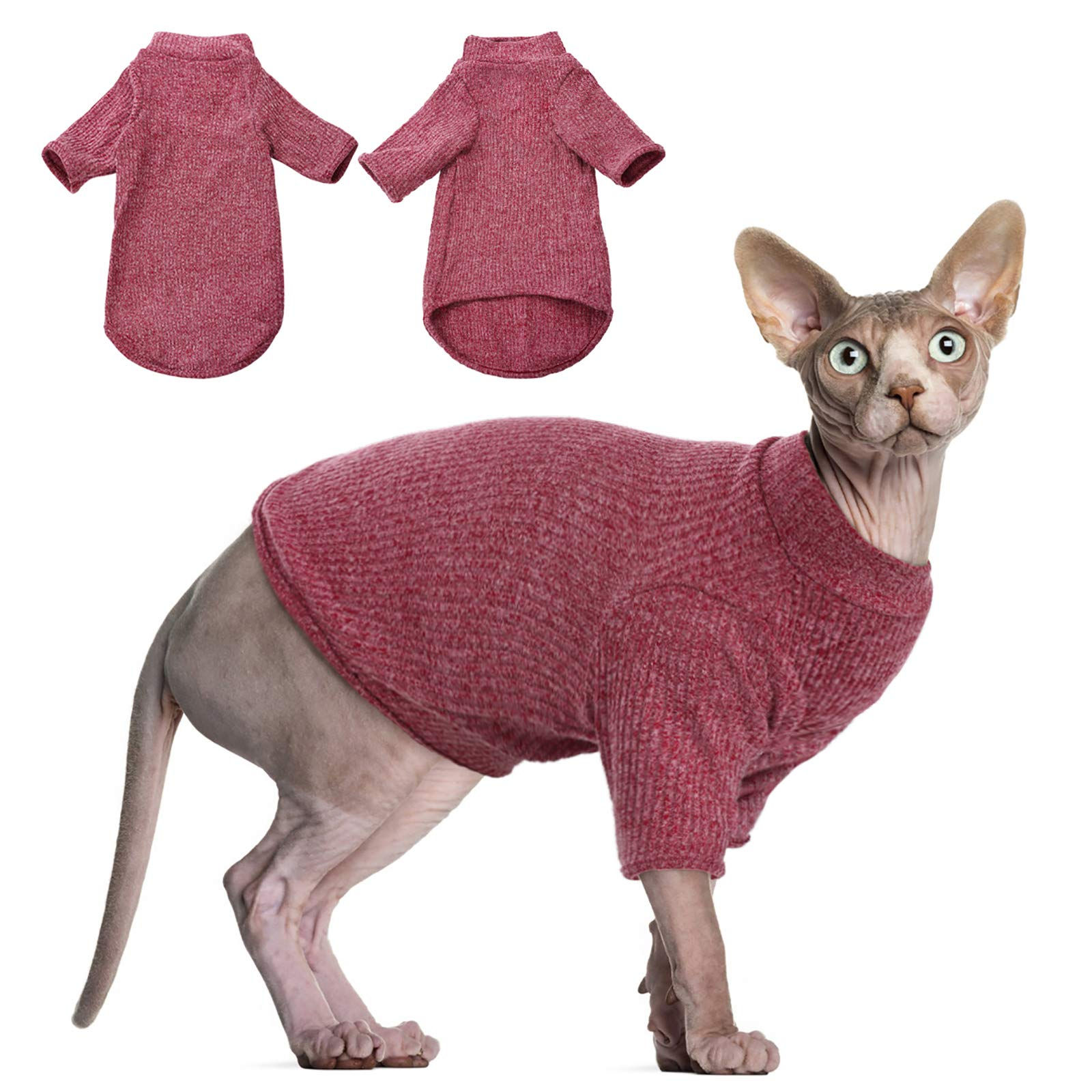 DENTRUN Sphynx Hairless Cats Shirt Pullover Kitten T-Shirts with Sleeves Breatha