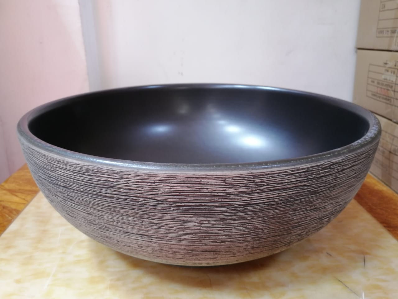 Lavamanos Tallado Líneas Beige-Negro