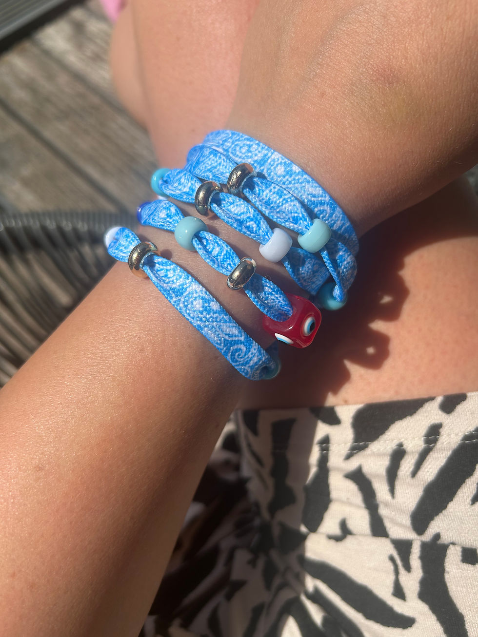 Thumbnail: Blue Tie Wrap Around Bracelet