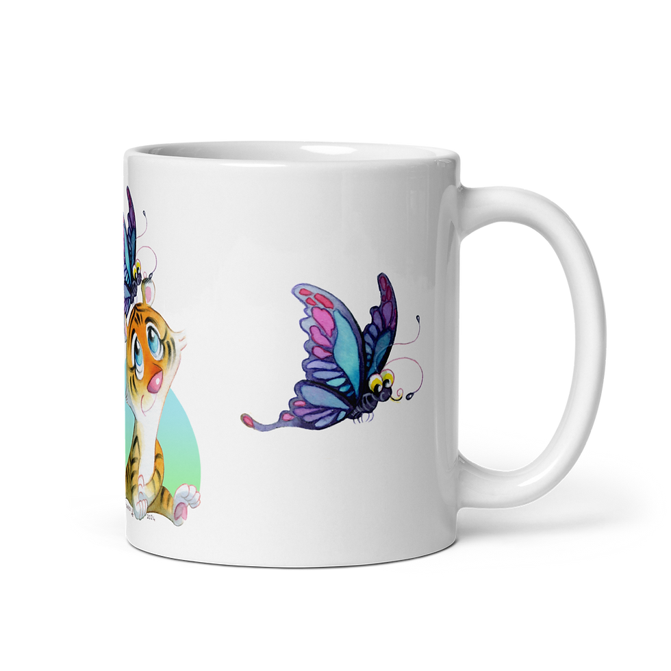 Miniature : Mug blanc-Doux baisers de papillons