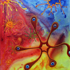 Painted view of the inside of a black hole.
