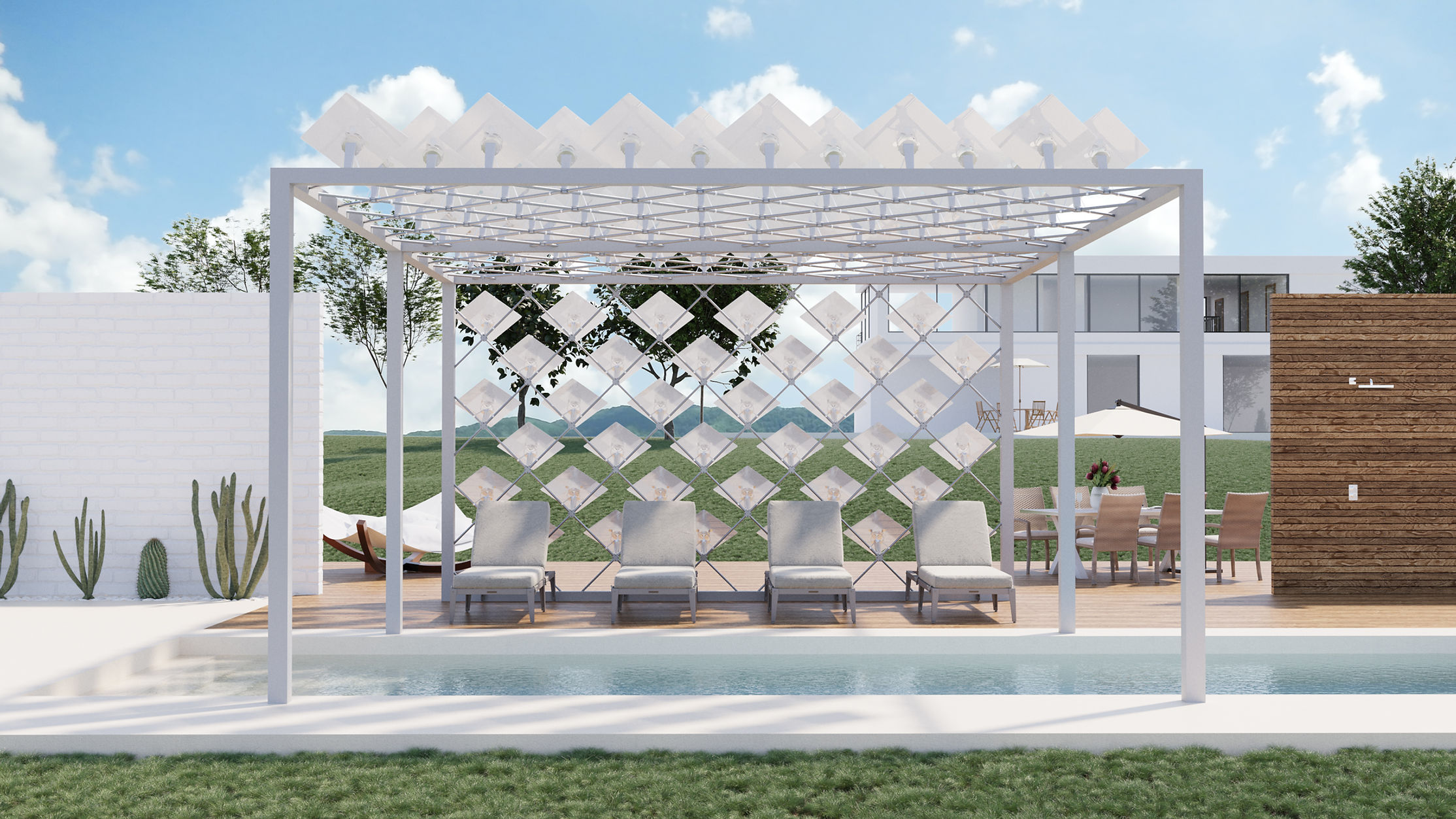 Pool solar pergola