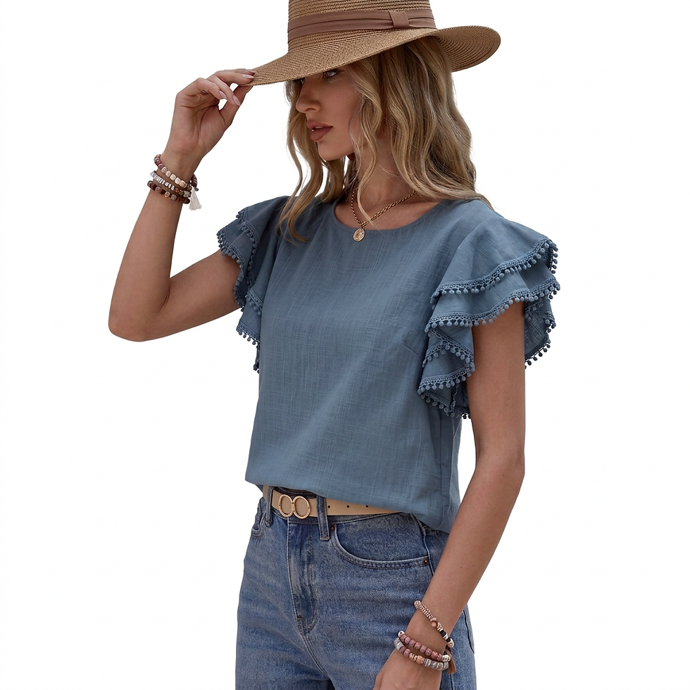 Thumbnail: Denise Ruffle Cap Sleeve Top