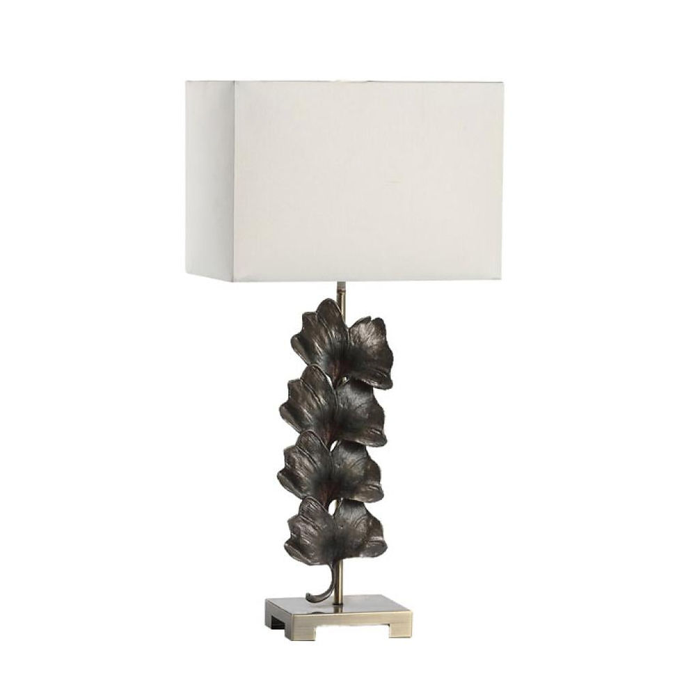 أباجورة كلاسيك ورق شجر برونز وشيد أبيض HY231127