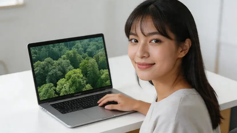 Female trainee reviewing aerial view results on desktop