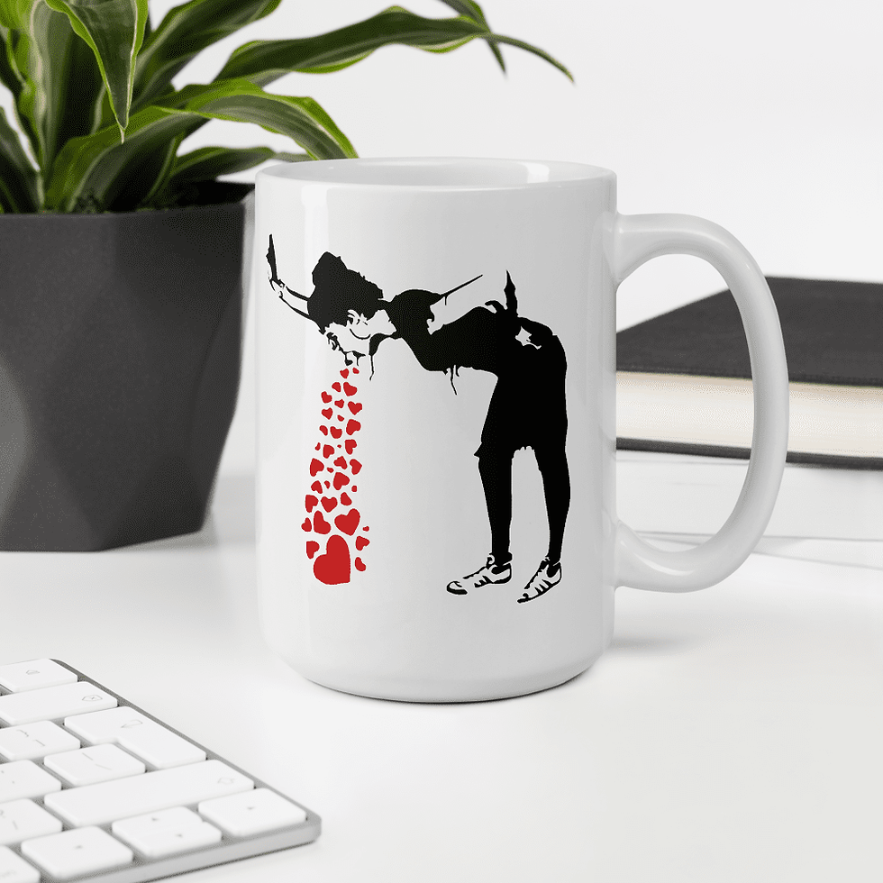 Миниатюра: Banksy Lovesick Girl Throwing Up Hearts Artwork Mug