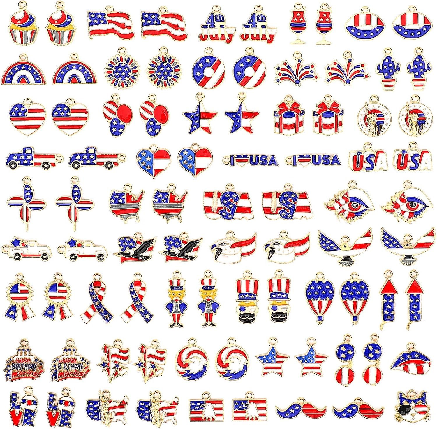 "Patriotic Holidays" Gold Enamel Charm Pendants