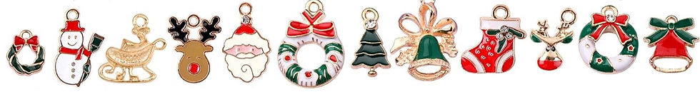 Thumbnail: Christmas Gold Enamel Charm Pendants