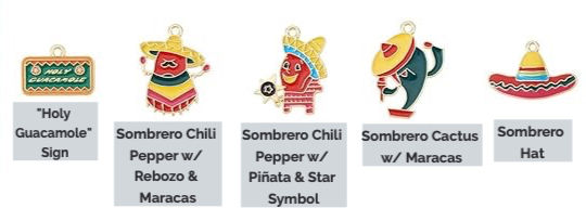 Thumbnail: Cinco de Mayo Gold Enamel Charm Pendants