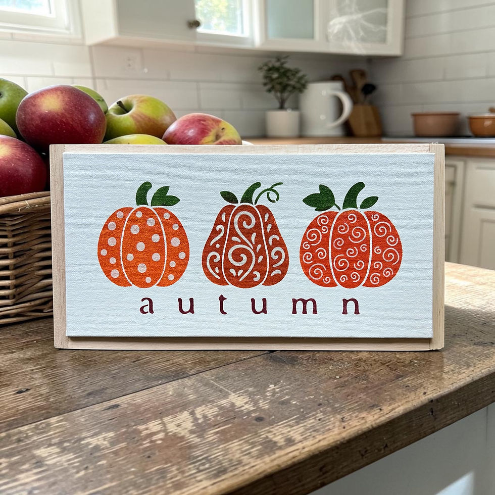 Three pumpkins Primitive style, "Autumn" on canvas