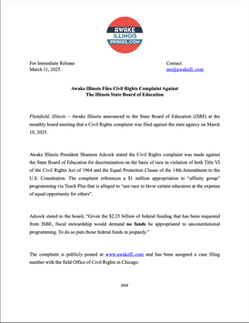 Awake IL Files Federal Civil Rights Complaint Against the IL State Board of Education