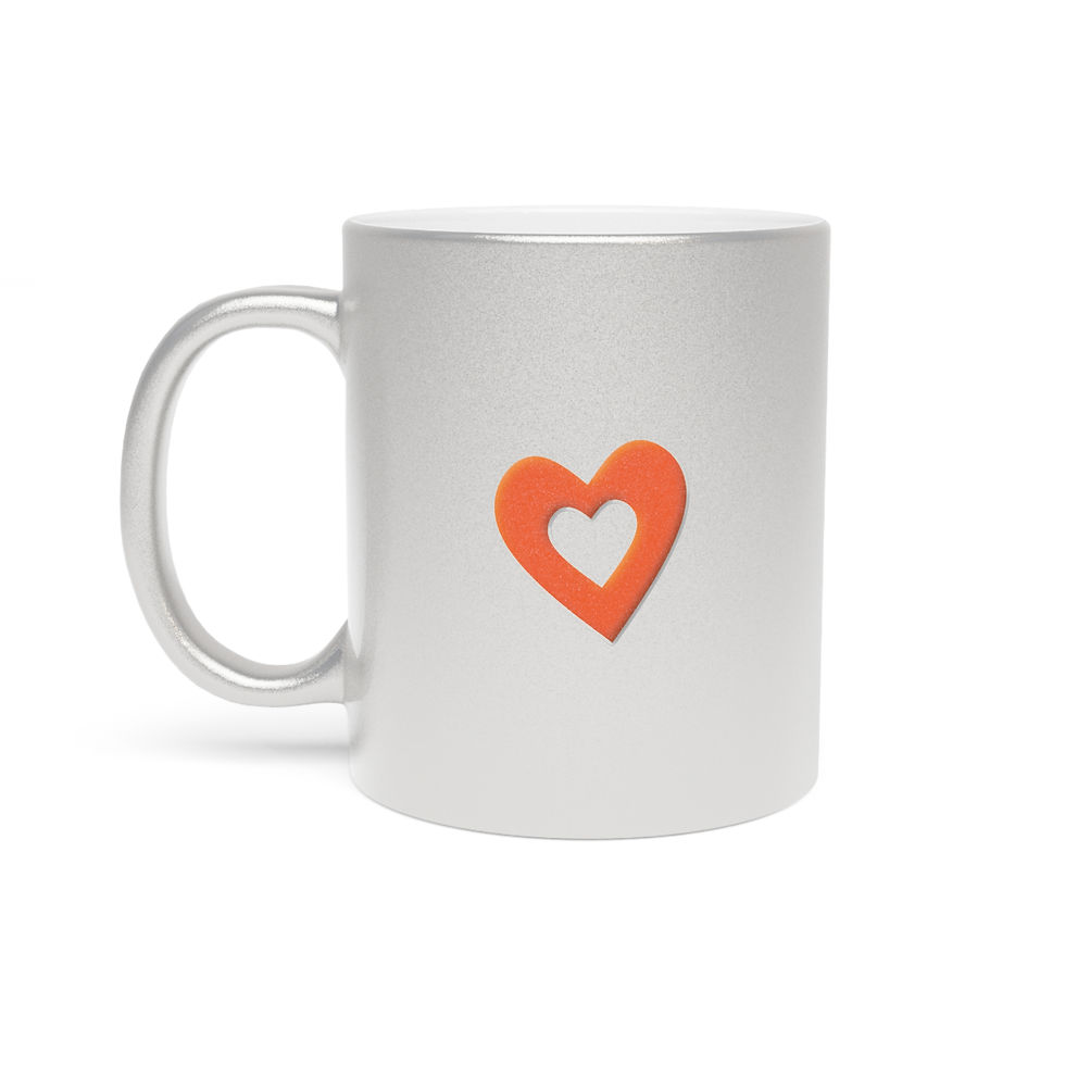 Thumbnail: Elegant Metallic Mug with Heart Design - Silver/Gold