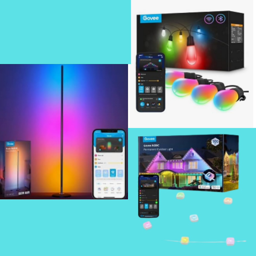 Govee Smart Light: Enhance your home ambiance with Govee Smart Lights, which feature customizable color options and voice control compatibility.