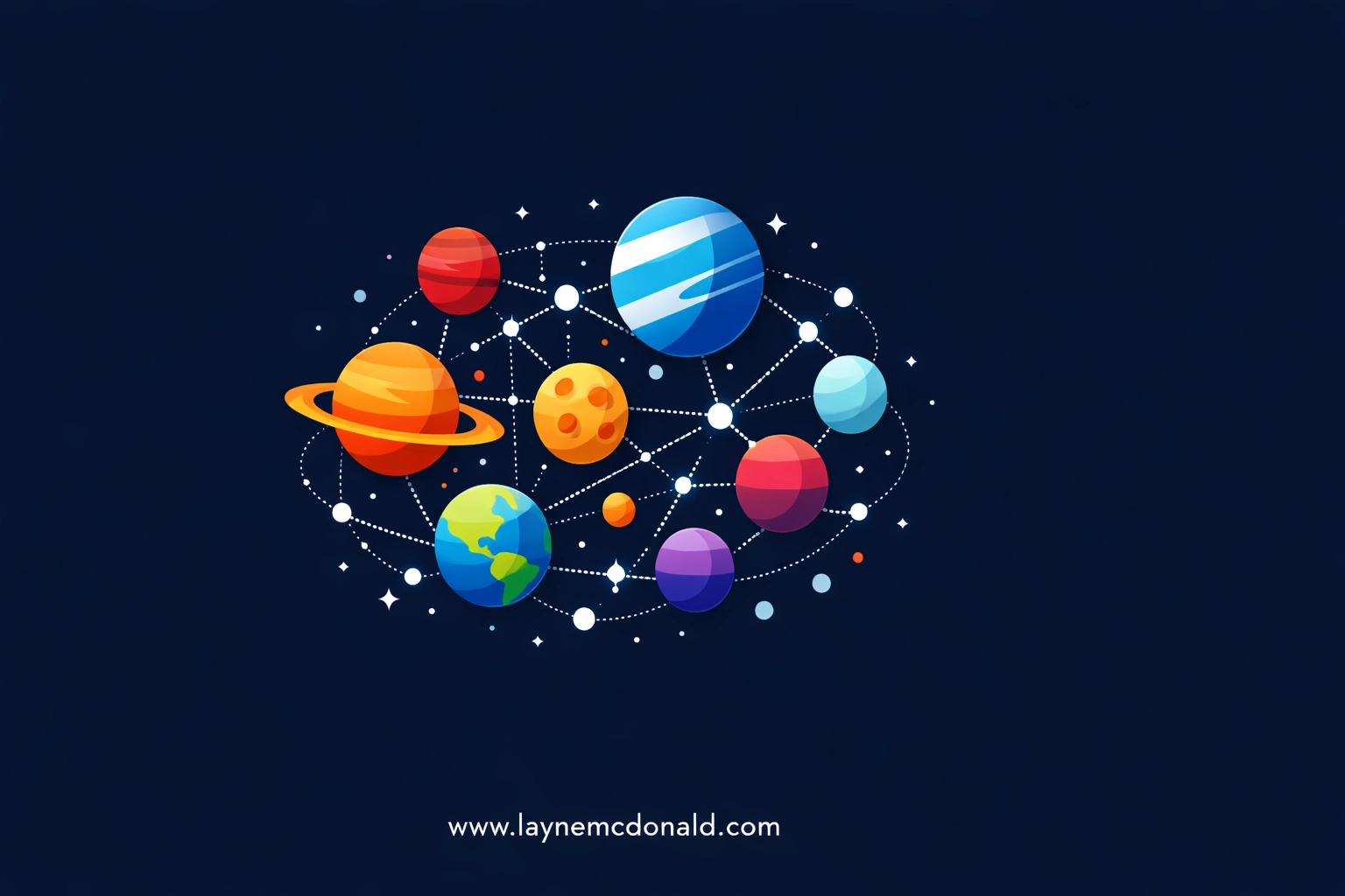 A minimalist cosmic map of planets and stars representing the galaxy in the Elio movie review.