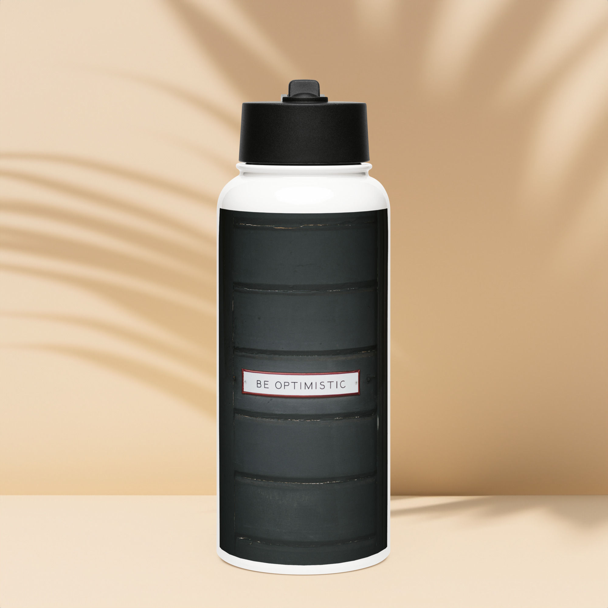 Stainless steel water bottle with a straw lid