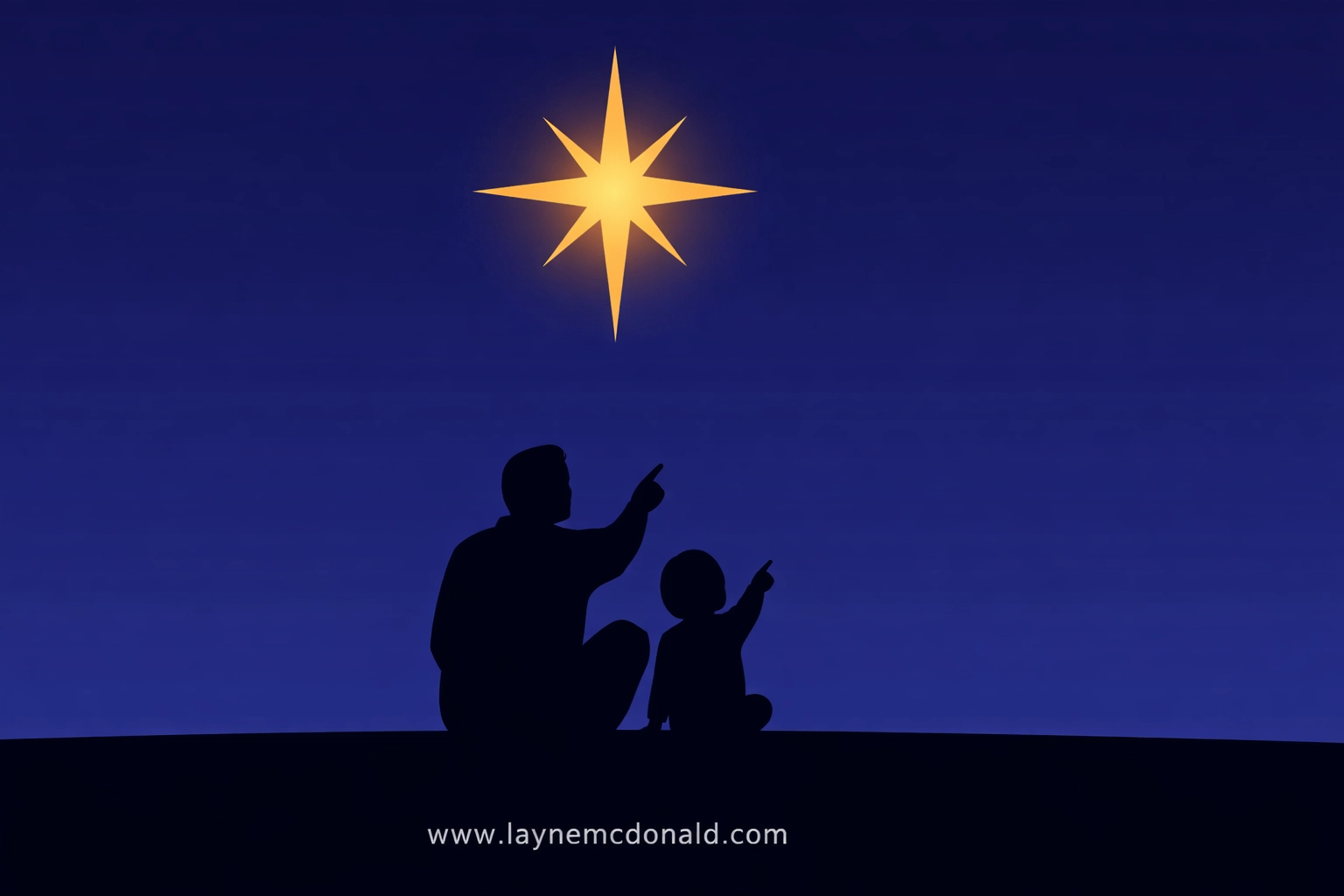 Parent and child silhouettes looking at a star, showing Christian guidance in family movie nights.