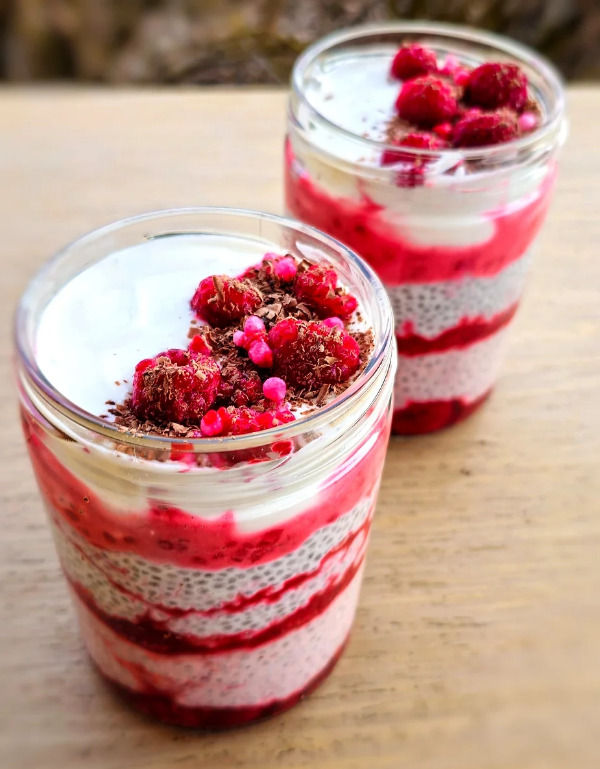 Malinový chia pudink