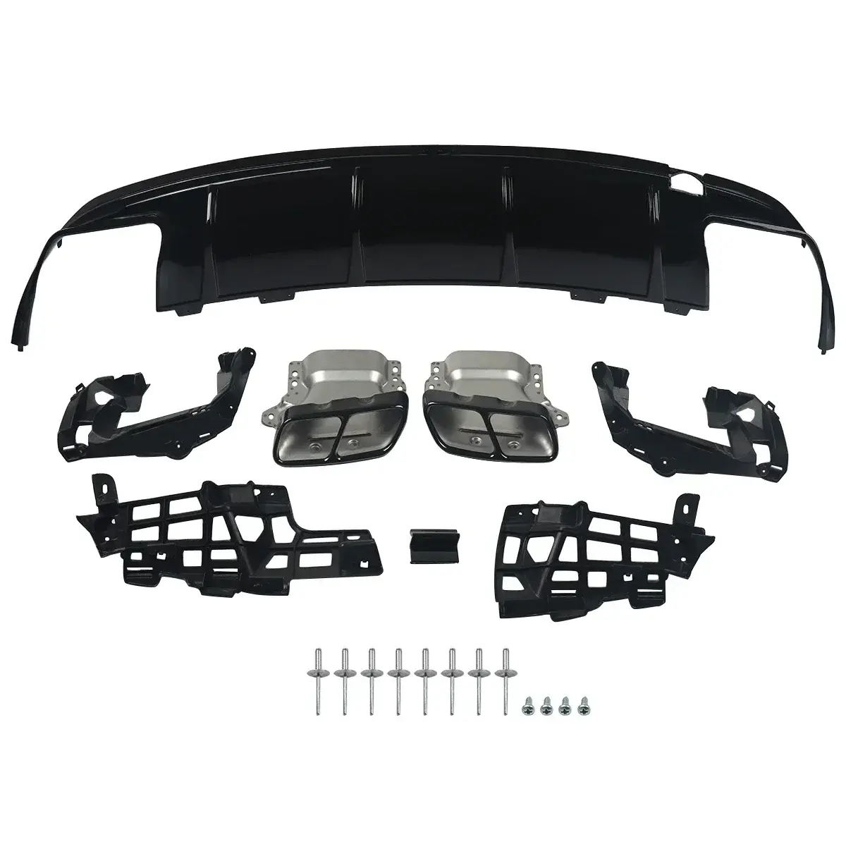 Black Rear Diffuser with Exhausts Tips For Mercedes Benz C117 W117 CLA200 CLA260