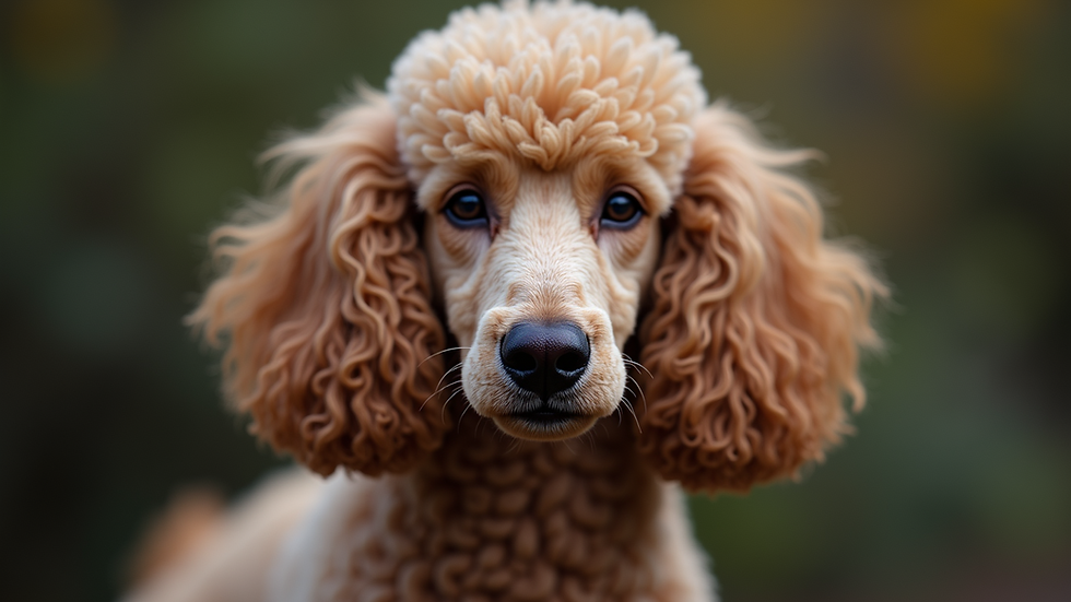 Close-up view of a Standard Poodle with a well-groomed coat