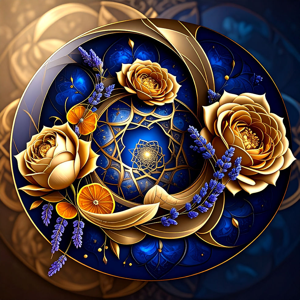 gold blaues florales mandala für limbische harmonie und energetische essenzen