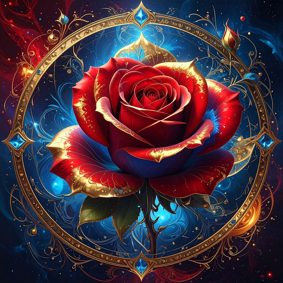 goldene rosen vor blau goldenem mandala hintergrund für bulgarische rose herzöffner