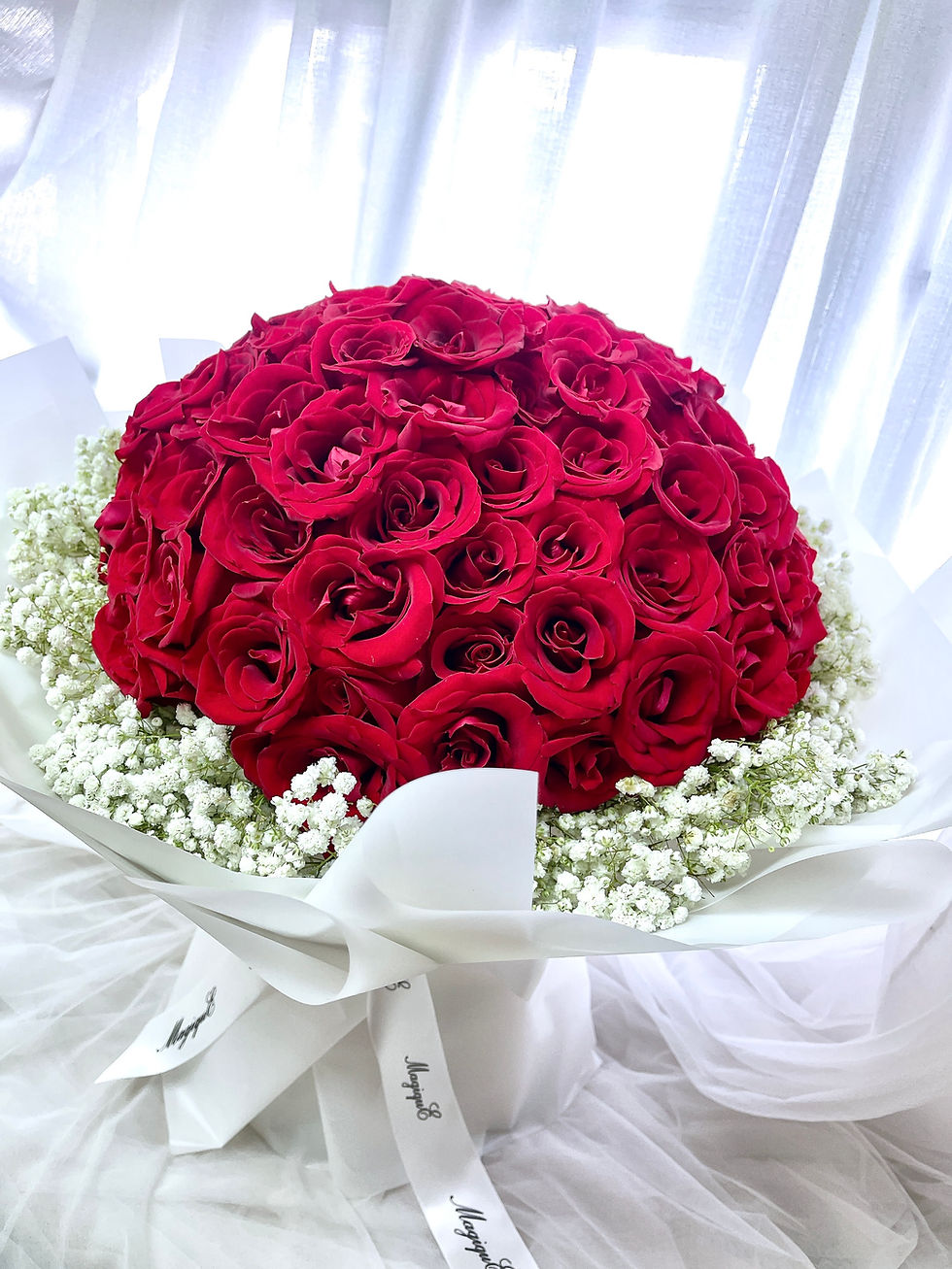 縮圖：99枝紅玫瑰鮮花花束 