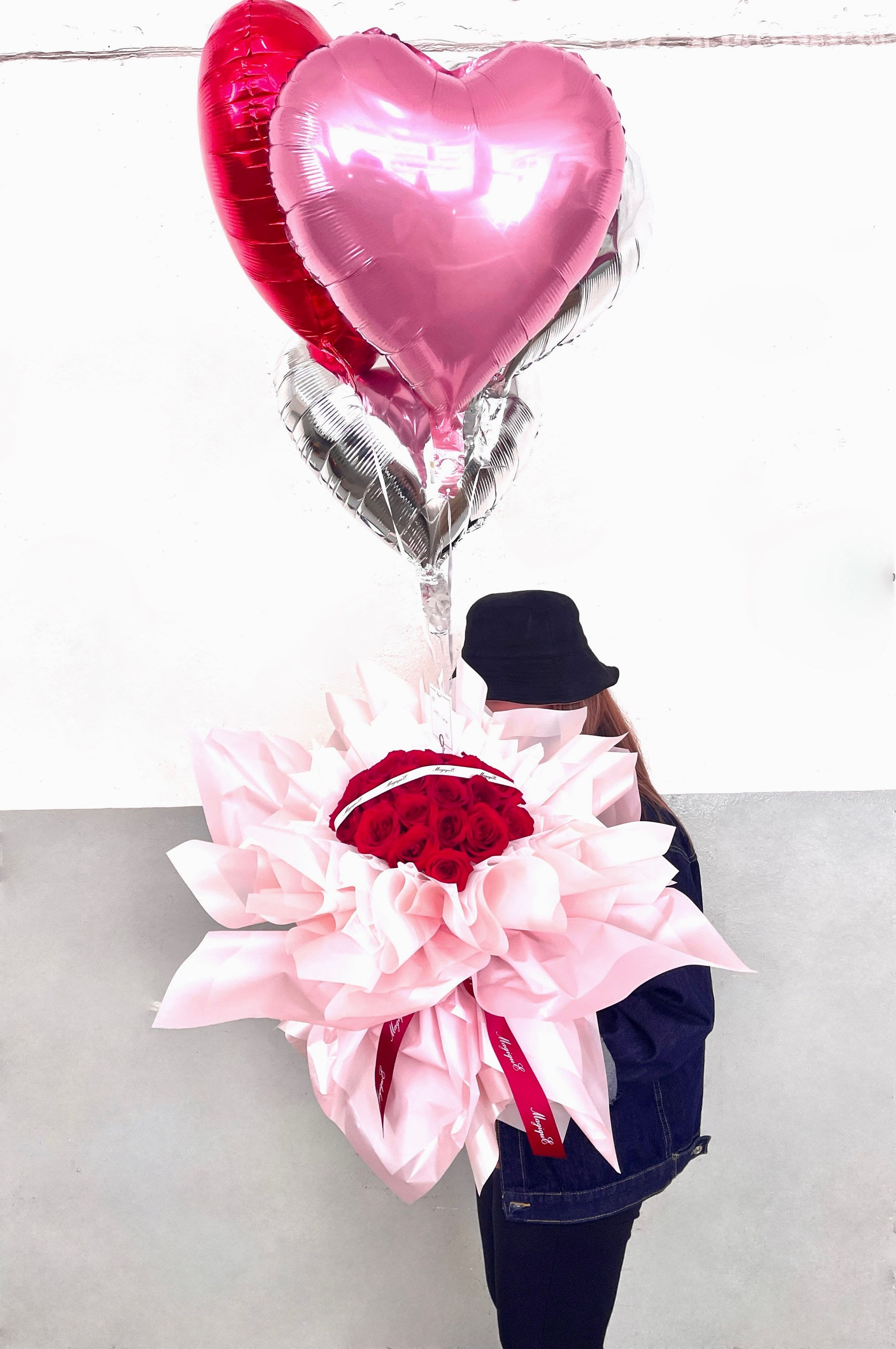 多層次尖角玫瑰鮮花花束