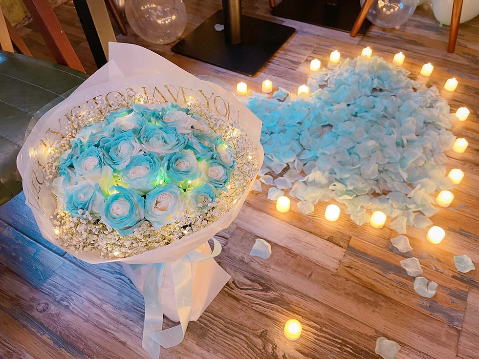縮圖：50枝噴染Tiffany Blue玫瑰鮮花花束