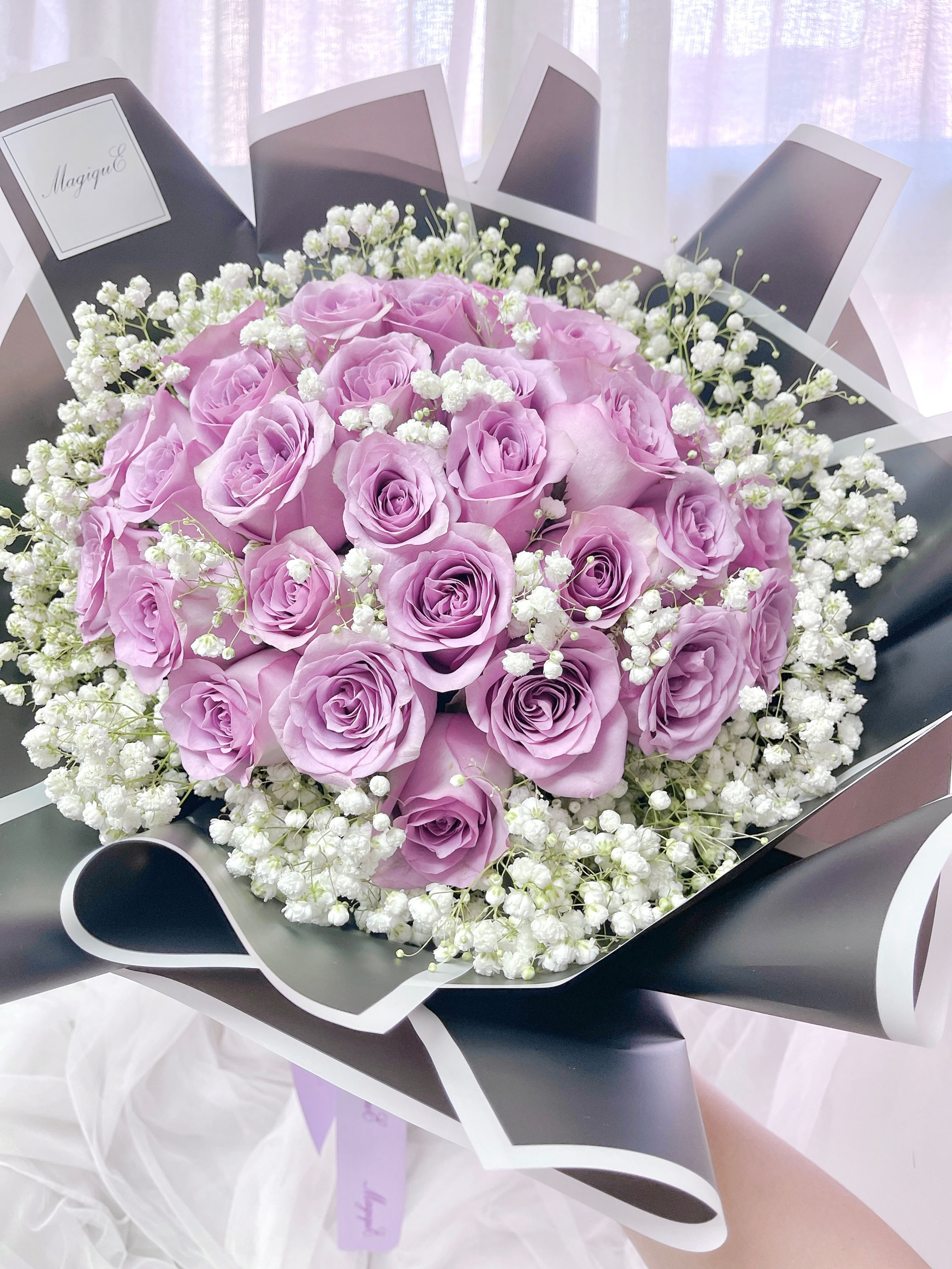 30枝紫玫瑰鮮花花束