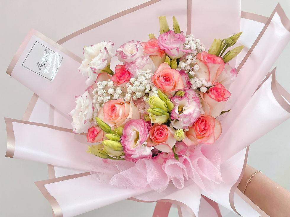 縮圖：橙粉系玫瑰桔梗鮮花花束