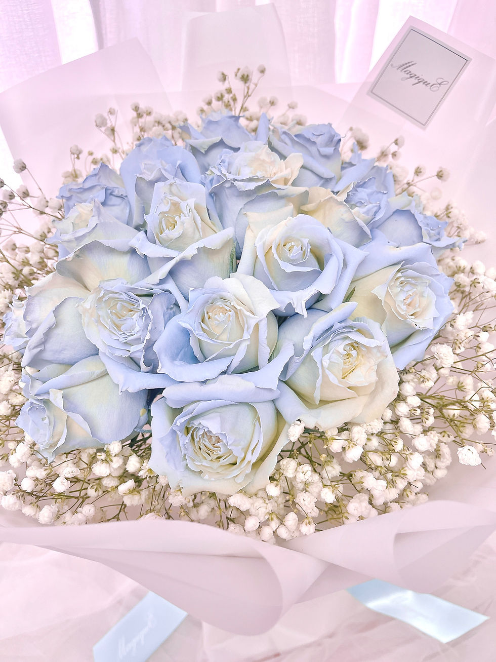 縮圖：30枝噴染Moon Blue玫瑰鮮花花束