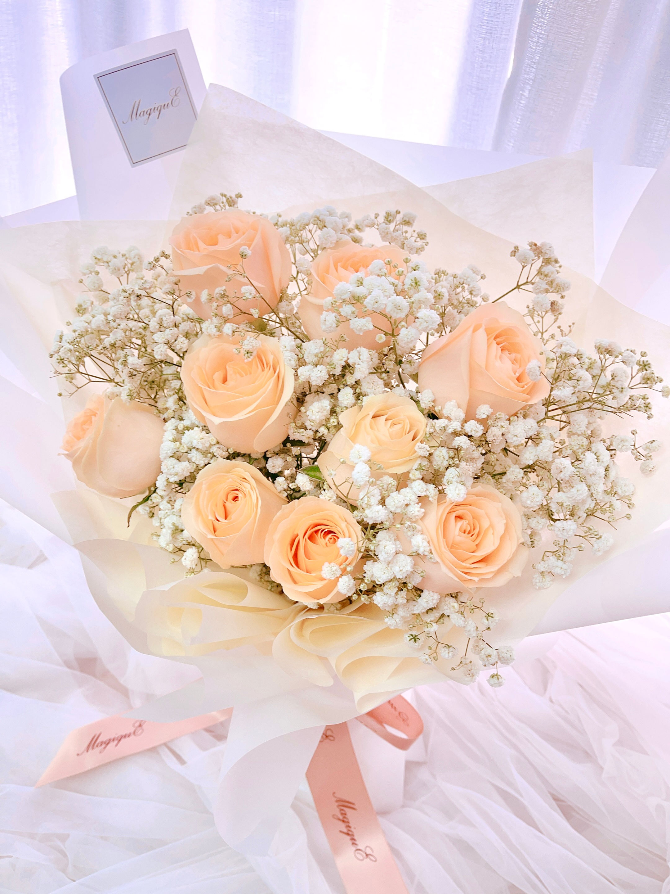 香檳玫瑰鮮花花束