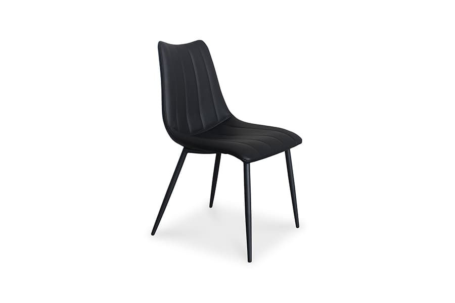 Miniature : Chaise en cuir vegan Noir-pattes métal noir-moderne et chic