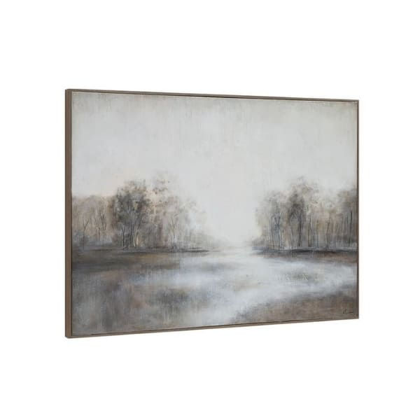 Miniature : Peinture à la main et encadrement en bois solide vernis brun foncé